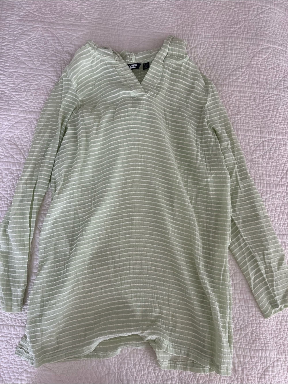 Linen-Blend Sage Green Hooded Cover Up